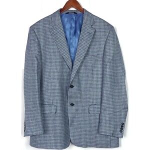 Jos.‎ A. Bank Tailored Fit Blue Plaid 2 Button Wool/Linen/Silk Blazer Men's 44R